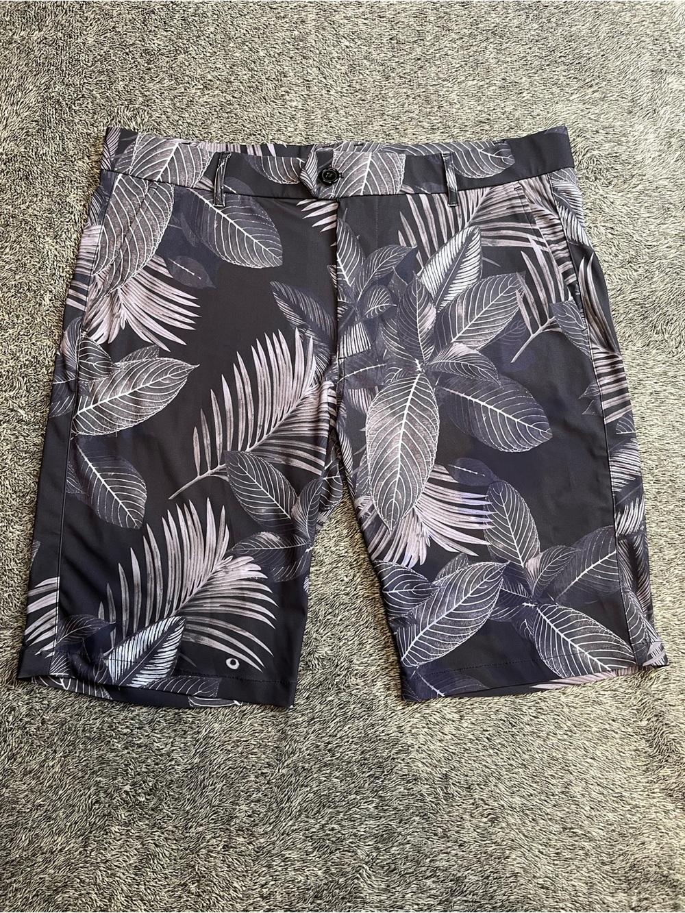 Greyson Montauk Performance Golf Shorts Black Floral Palm Leaf Size 34